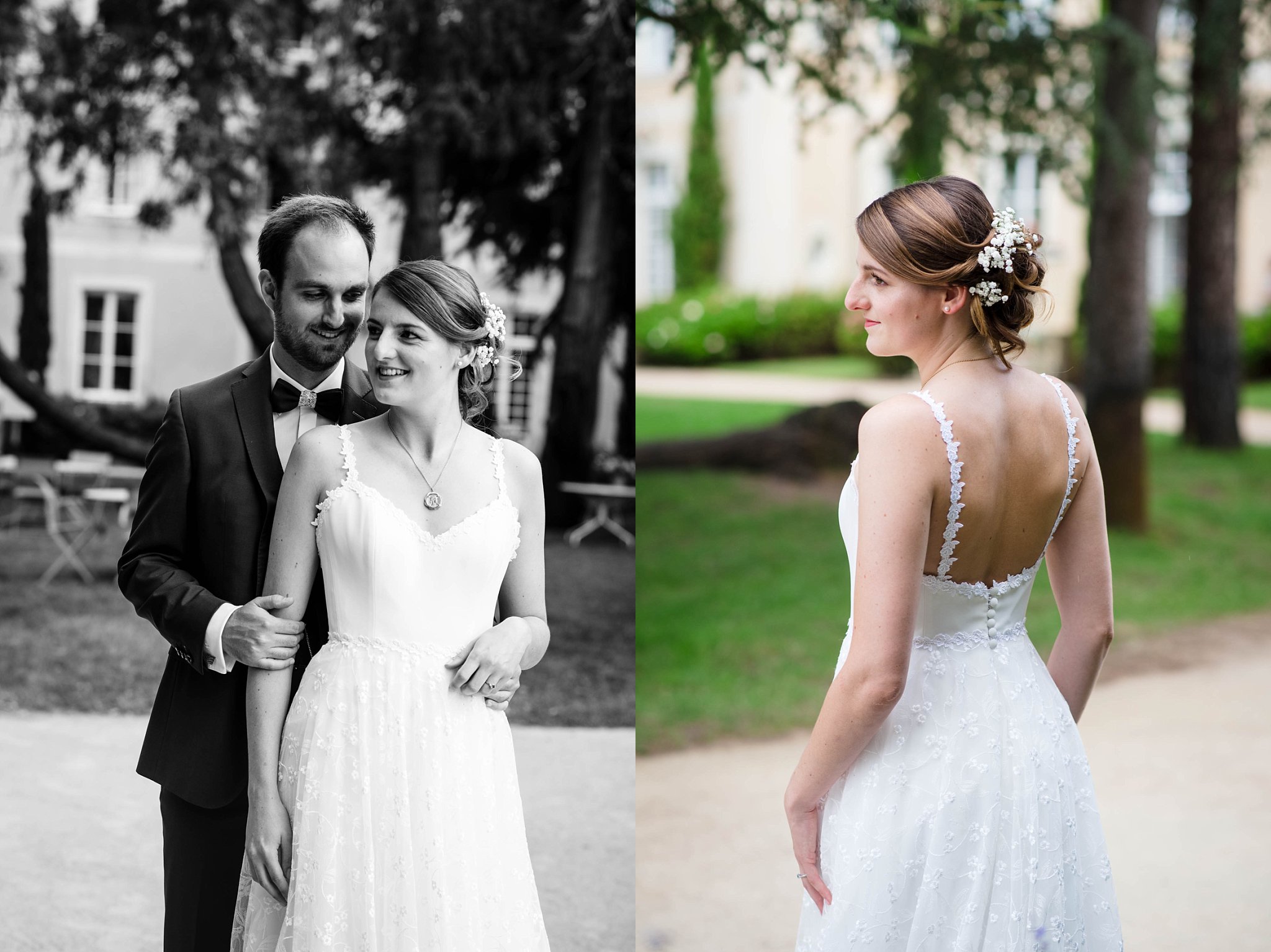 photos de couple au mariage au château de la Vaudère à Parigné l'Evêque